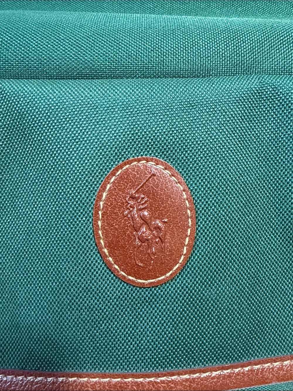 Vintage Ralph Lauren fragrance large green brown duffle travel crossbody bag - Picture 9 of 13